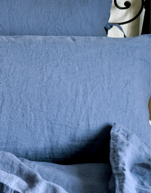 soft linen duvet cover pillow funda nordica almohada lino blue azul 1b