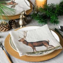 Linoroom-napkins-Wild-animals-2021-LR4 Deer Linen Napkins by Linoroom