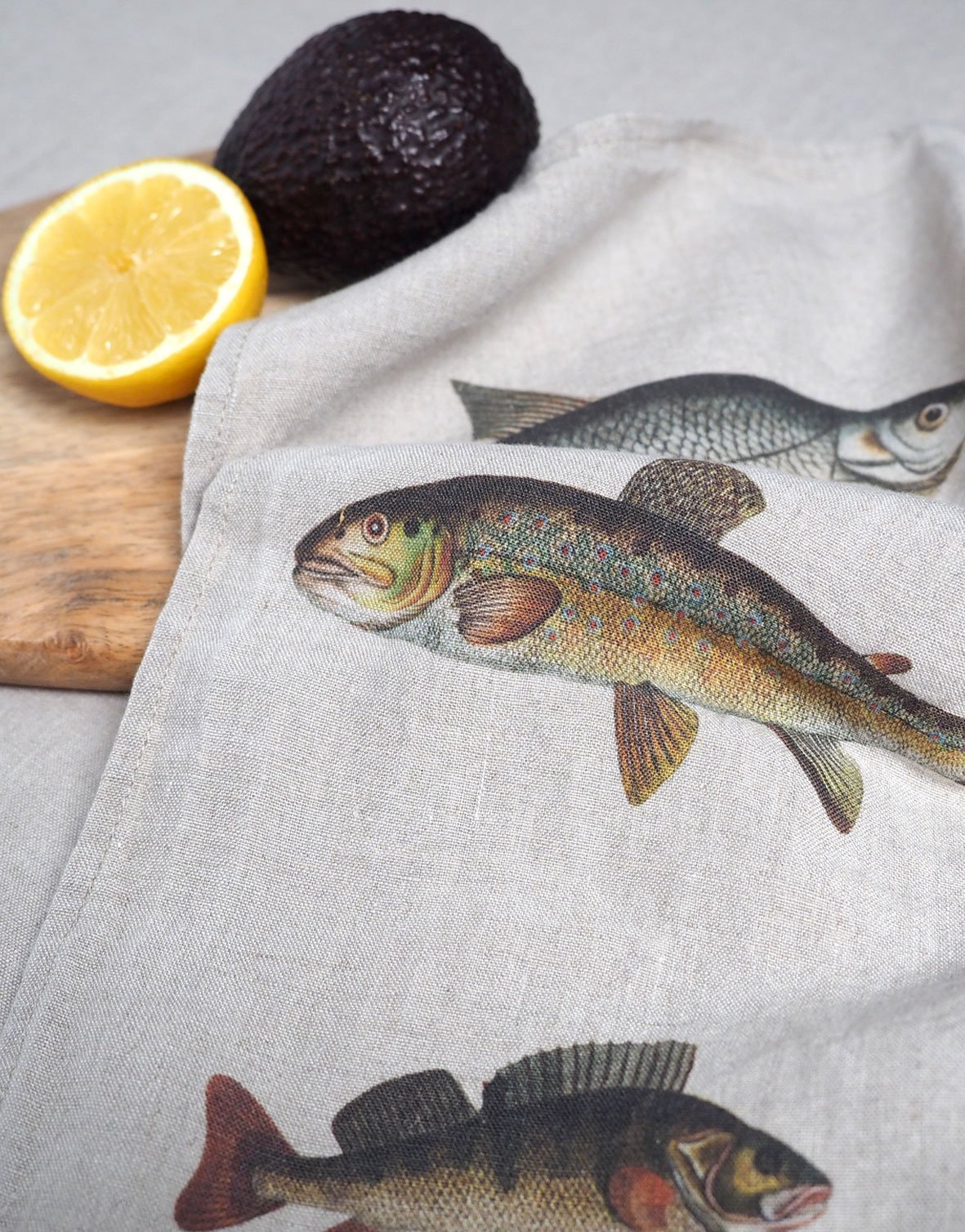 Fish Kitchen Towel set of 2 Fish Tea Towel Seafood Hand 