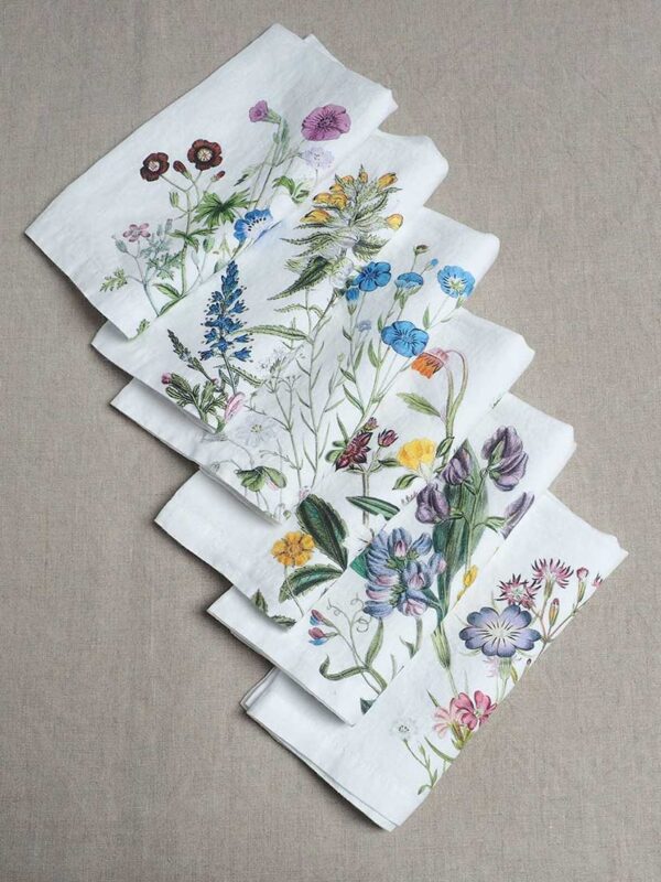 Linen-napkins-Wild-Flowers8 Whildflowers White Linen Napkins by Linoroom