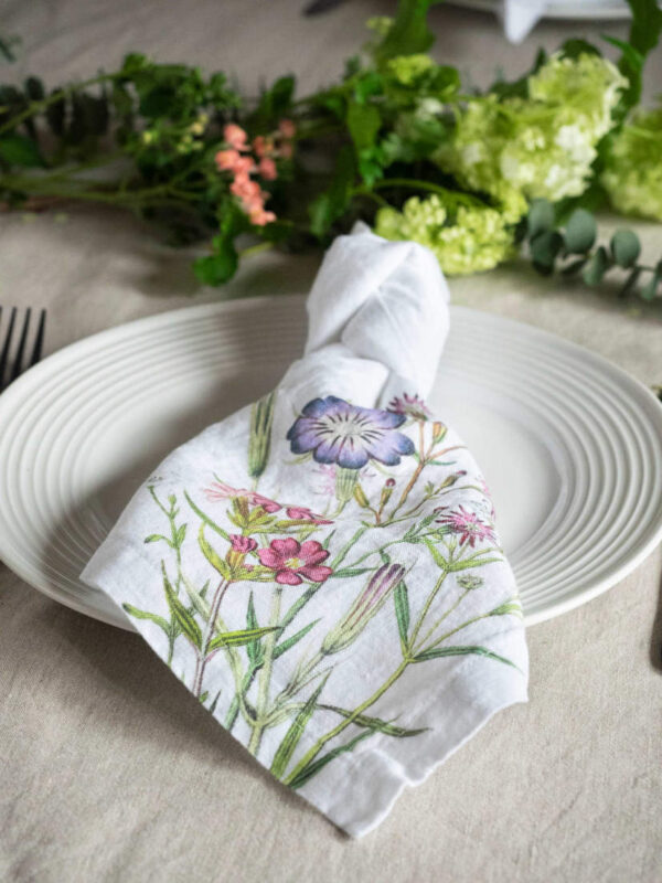 Wildflowers linen napkins by Linoroom Romantic floral napkins from 100% natural linen