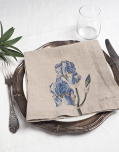 Table napkins garden flowers iris Iris flower linen cloth napkin from Linoroom