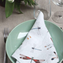 dragonflies-white-napkins White Linen Napkins Dragonflies from Linoroom