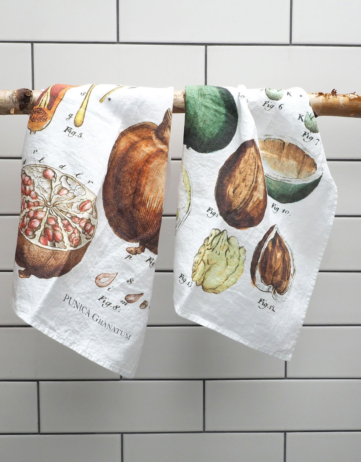 Linen Kitchen Towels "Nuts & Pomegranate" 100 linen LINOROOM