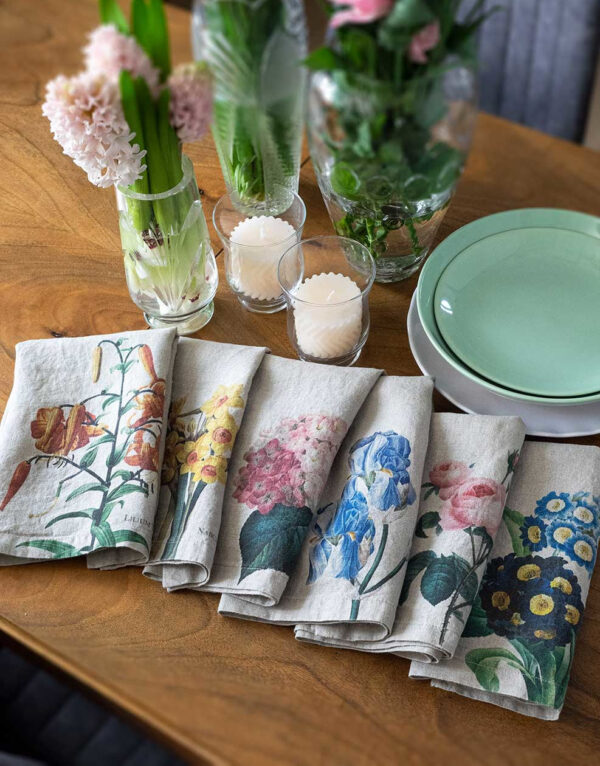Garden Flowers floral linen napkins by Linoroom