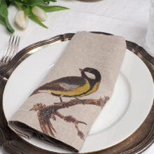 printed-napkins-garden-birds-great-tit-2 Garden Birds printed linen napkins from Linoroom