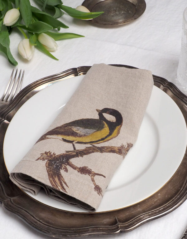 printed-napkins-garden-birds-great-tit-2 Garden Birds printed linen napkins from Linoroom