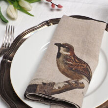 printed-napkins-garden-birds-house-sparrow Garden Birds printed linen napkins from Linoroom