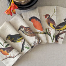 printed-napkins-garden-birds1 Garden Birds printed linen napkins from Linoroom