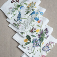 wild-flowers-linen-napkins Wildflowers white linen napkins from Linoroom