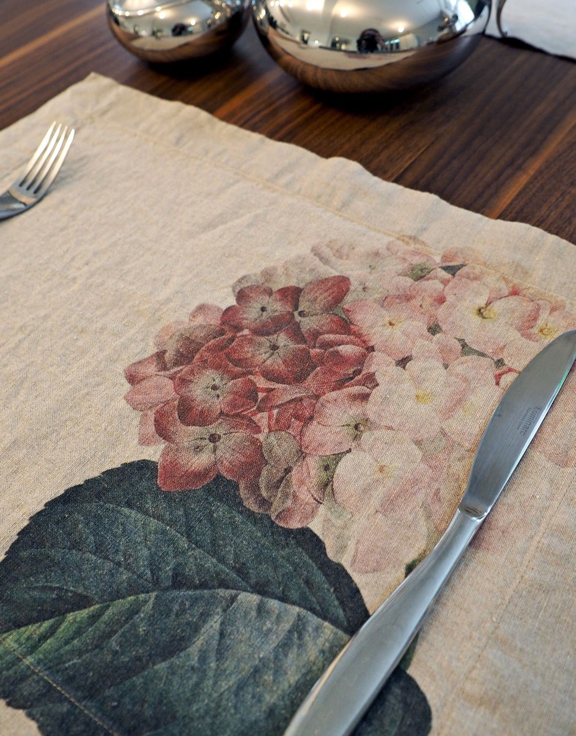 Pink Hydrangea French Country Linen Placemats Set Of 2 Linoroom