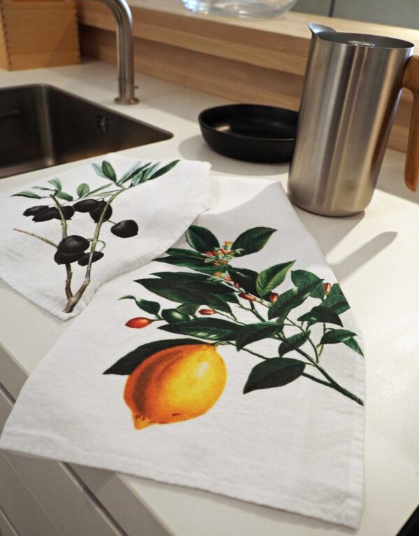 Linen kitchen towels Lemon & Olives from Linoroom