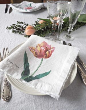 Pink Flower Linen Napkins from Linoroom
