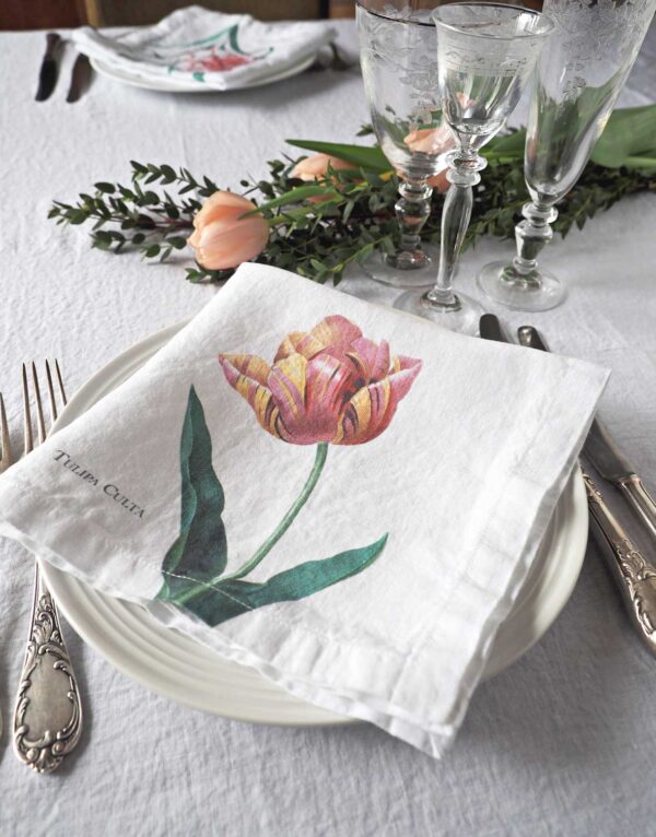 Pink Flower Linen Napkins from Linoroom