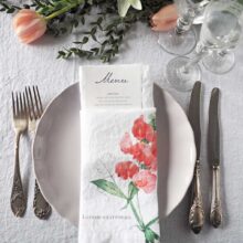 pink-linen-floral-party-napkins7 Pink Flower Linen Wedding Reception Napkins from Linoroom