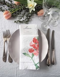 Pink Flower Linen Wedding Reception Napkins from Linoroom