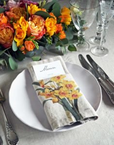 Linen Floral Wedding Reception Napkins from Linoroom