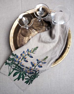 Floral kitchen towels Clematis and Lupine from Linoroom