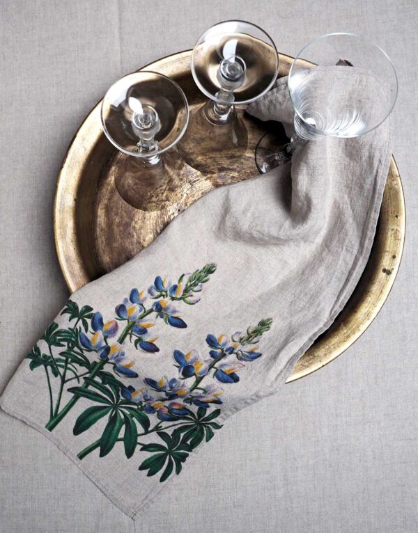 Floral kitchen towels Clematis and Lupine from Linoroom