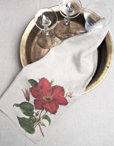 Floral kitchen towels Clematis and Lupine from Linoroom