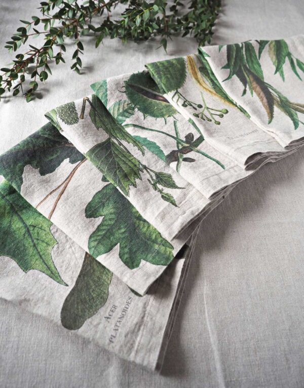 Linen dinner napkins with tree prints from Linoroom
