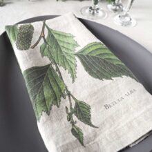 Linen dinner napkins with tree prints from Linoroom