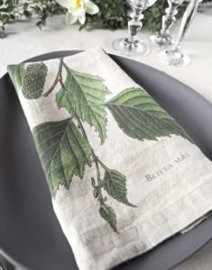 Linen dinner napkins with tree prints from Linoroom