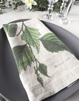 Linen dinner napkins with tree prints from Linoroom