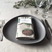 Linen dinner napkins with tree prints from Linoroom