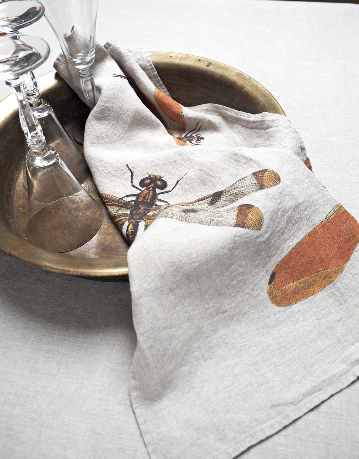 Summer Kitchen Towels Dragonflies 100 Linen Linoroom