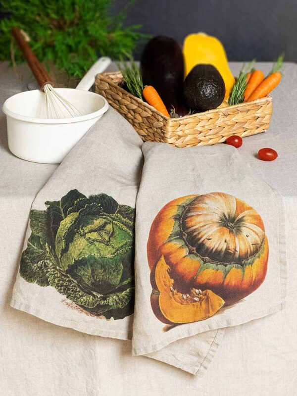 Linoroom-kitchen-towels-pumpkin-cabage-LR2 Autumn Kitchen Towels from Linoroom