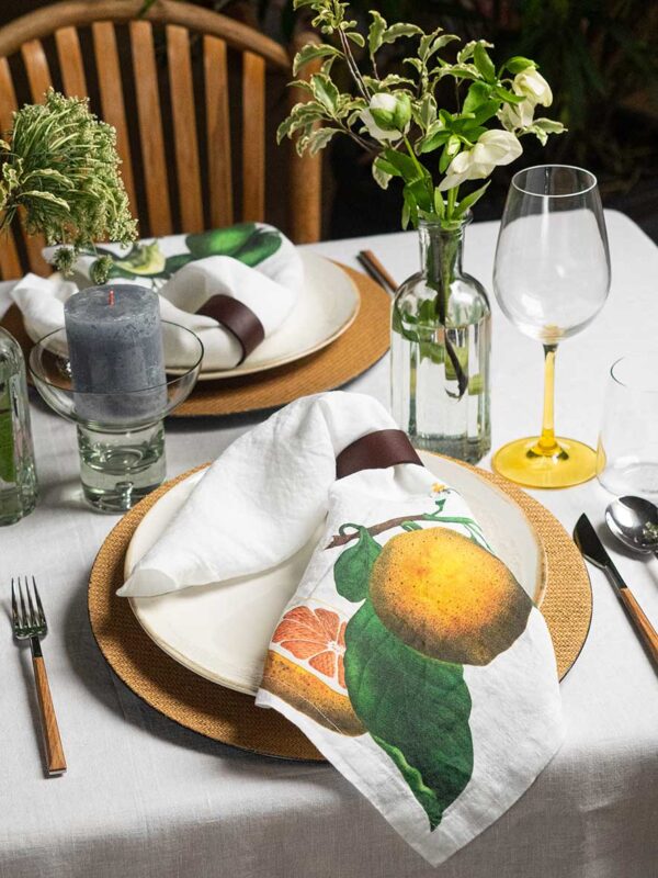 Linen Napkins with Vivid Citrus designs by LInoroom