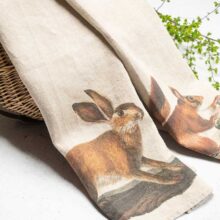 Hare and Squirrel Kitchen Towels by Linoroom