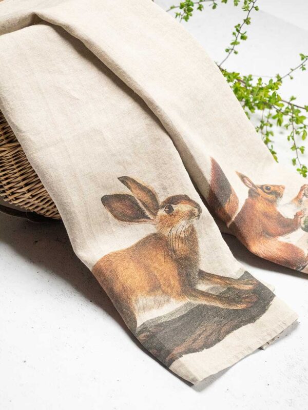 Hare and Squirrel Kitchen Towels by Linoroom