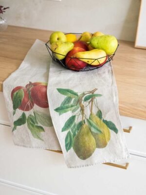 Fish Linen Kitchen Towels with Hanging Loop (set of 2) - LINOROOM 100%  LINEN TEXTILES