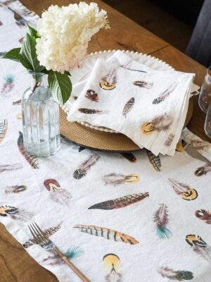 Feather Linen Table Runner by Linoroom