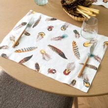 Feathers Linen Placemats by Linoroom