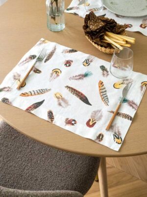 Feathers Linen Placemats by Linoroom