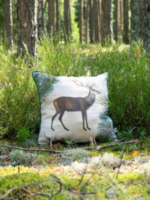 Wild Deer linen cushion cover by Linoroom