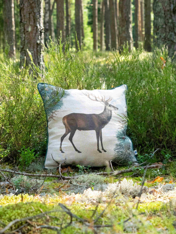 Wild Deer linen cushion cover by Linoroom