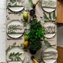 3002SU-FHP6-Linoroom-Napkins-Fine-Herbs-Vertical-LR8 Fine Herbs Botanical print linen napkins by Linoroom