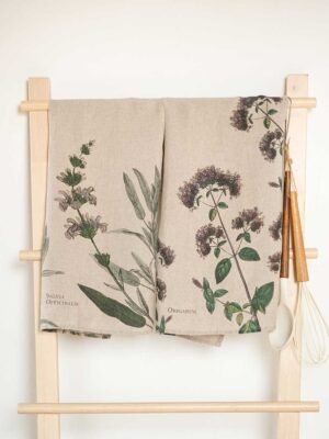 Thick Linen Kitchen Towels Ivy & Creeper (set of 2) - LINOROOM 100% LINEN  TEXTILES