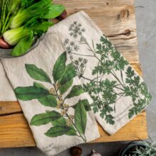 Parsley and Bay botanical linen kitchen towels by Linoroom