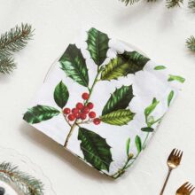3002SU-HMW-Linoroom-Napkins-Holly-and-Misletoe-Vertical-LR7 Linoroom Christmas linen napkins