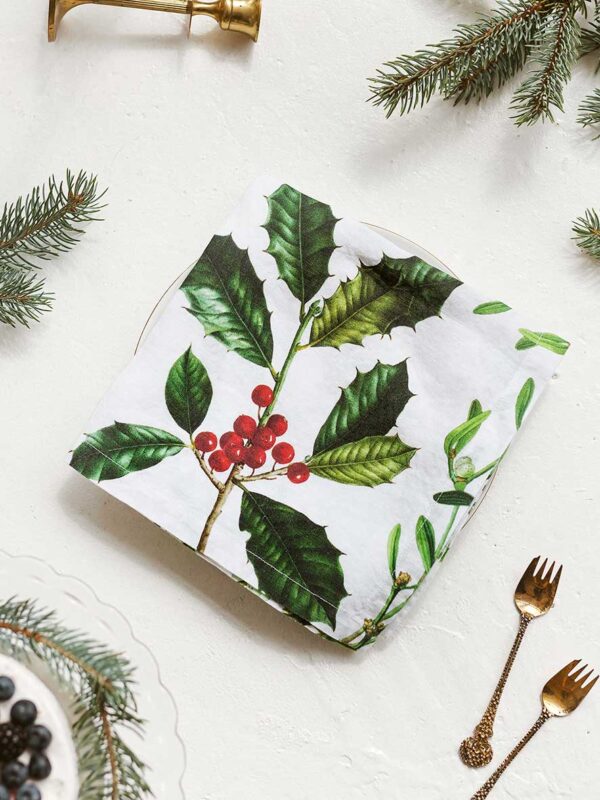 3002SU-HMW-Linoroom-Napkins-Holly-and-Misletoe-Vertical-LR7 Linoroom Christmas linen napkins