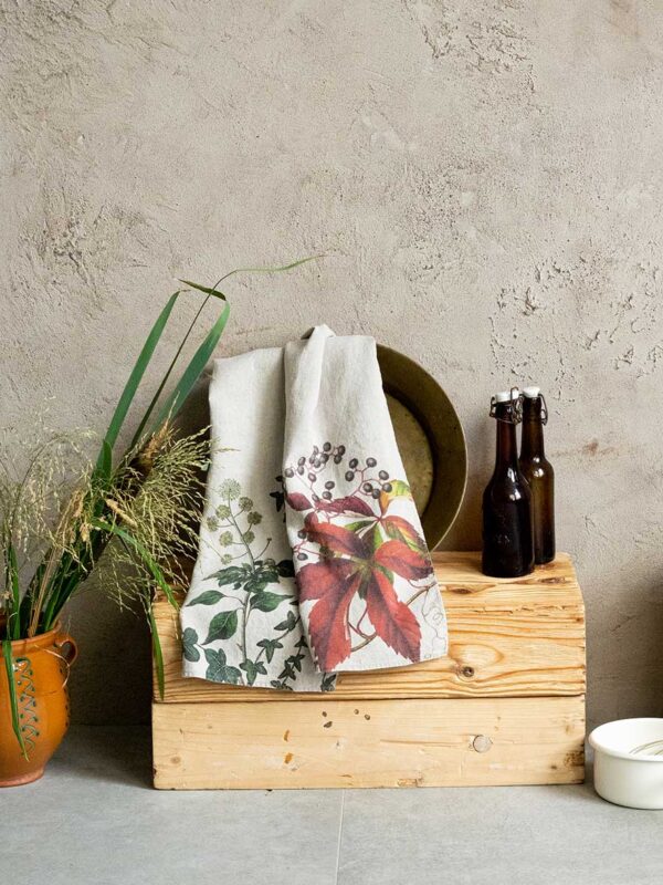 6001M-ICT-Linoroom-Kitchen-Towels-Ivy-and-Creeper-Vertical-LR3 Thick linen kitchen towels by Linoroom