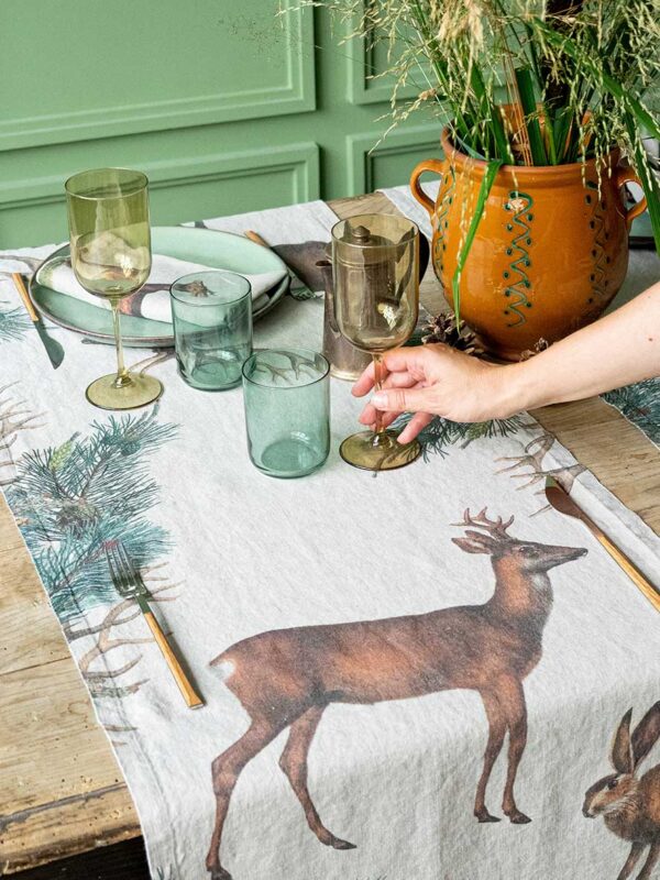 Wild animals linen table runner by linoroom