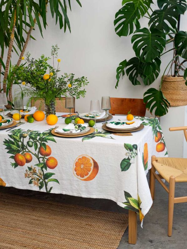 Mediterranean Citrus linen tablecloth by Linoroom