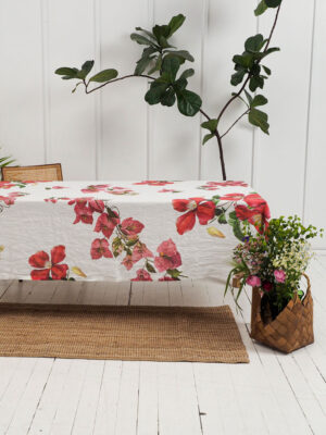 Flower linen tablecloth by Linoroom