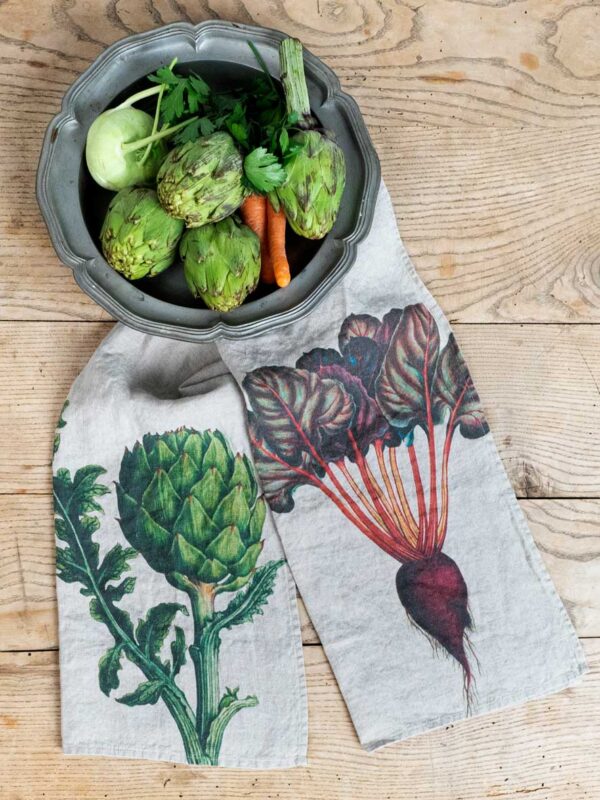 6001M-BA-Linoroom-Kitchen-towels-artichoke-and-beetroot-WEB-LR3 Artichoke and beetroot farmhouse linen kitchen towels by Linoroom